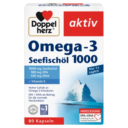Abbildung der Produktverpackung Doppelherz aktiv Omega-3 Seefischöl 1000 Frontansicht
